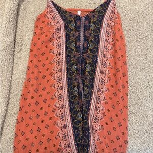 Xhilaration Orange and Black Lace Dress